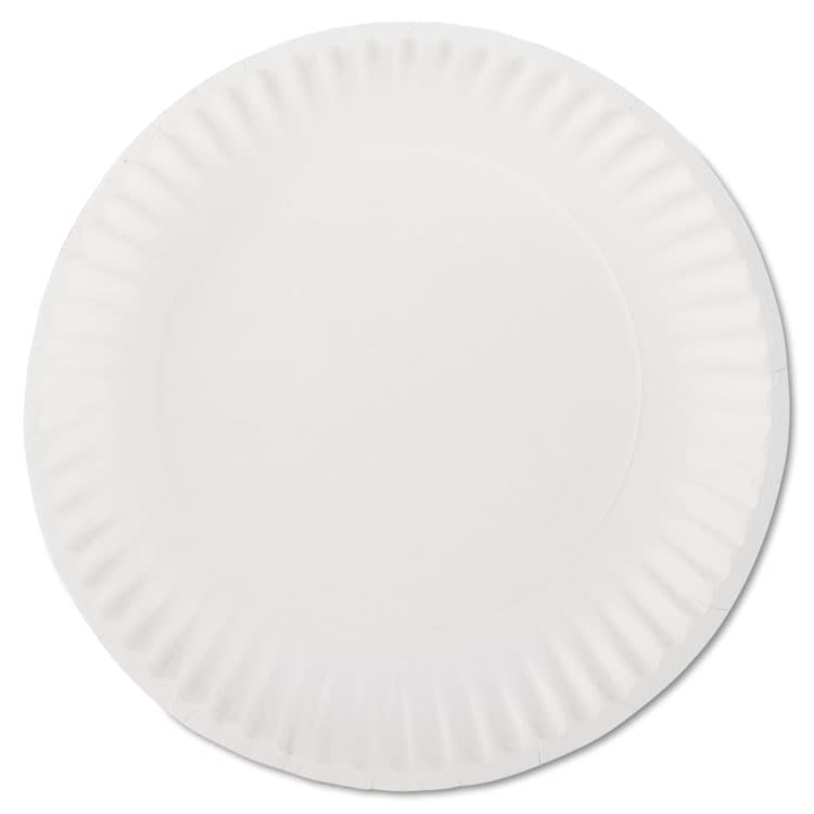 AJM PACKAGING CORP. White Paper Plates, 9" dia, 100/Pack, 10 Packs/Carton (AJMPP9GREWH)