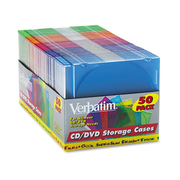 VERBATIM CORPORATION CD/DVD Slim Case, Assorted Colors, 50/Pack (VER94178) thumbnail 2
