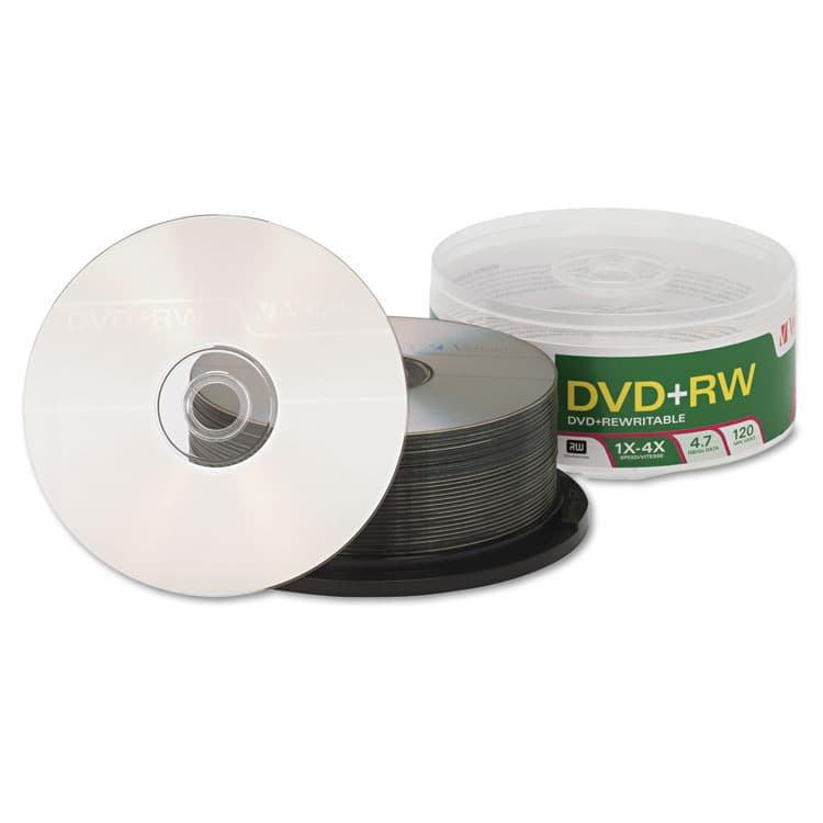 VERBATIM CORPORATION DVD+RW Rewritable Disc, 4.7 GB, 4x, Spindle, Silver, 30/Pack (VER94834) thumbnail 3