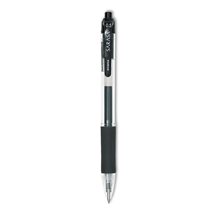 ZEBRA PEN CORP. Sarasa Dry Gel X20 Gel Pen, Retractable, Fine 0.5 mm, Black Ink, Clear/Black Barrel, 12/Pack (ZEB46710)