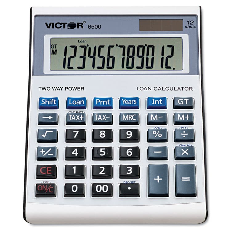 VICTOR TECHNOLOGY LLC 6500 Executive Desktop Loan Calculator, 12-Digit LCD (VCT6500)