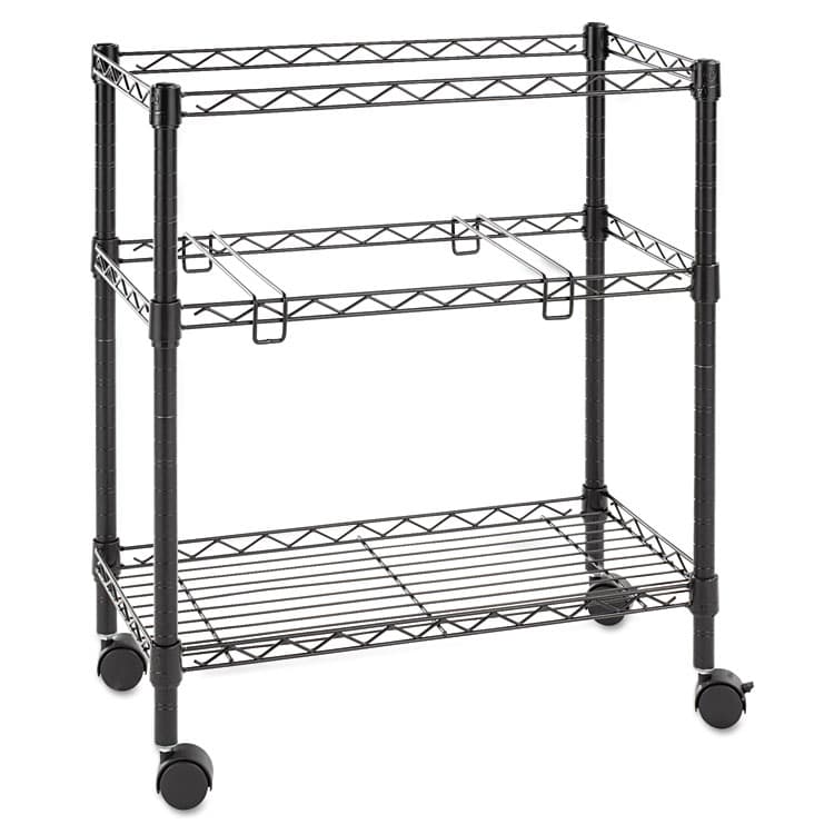 ALERA Two-Tier File Cart for Front-to-Back + Side-to-Side Filing, Metal, 1 Shelf, 3 Bins, 26" x 14" x 29.5", Black (ALEFW601426BL) thumbnail 2