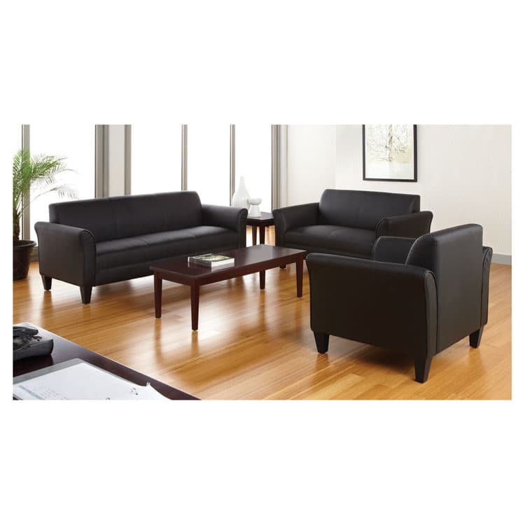 ALERA Alera Reception Lounge Sofa Series, Two-Cushion Loveseat, 55.5" x 31.5" x 33.07", Black (ALERL22LS10B) thumbnail 4