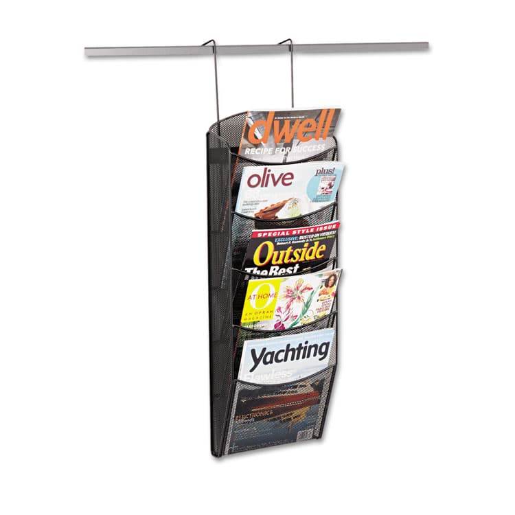 SAFCO PRODUCTS Onyx Mesh Literature Rack, Five Compartments, 10.25w x 3.5d x 28.33h, Black (SAF5578BL) thumbnail 3