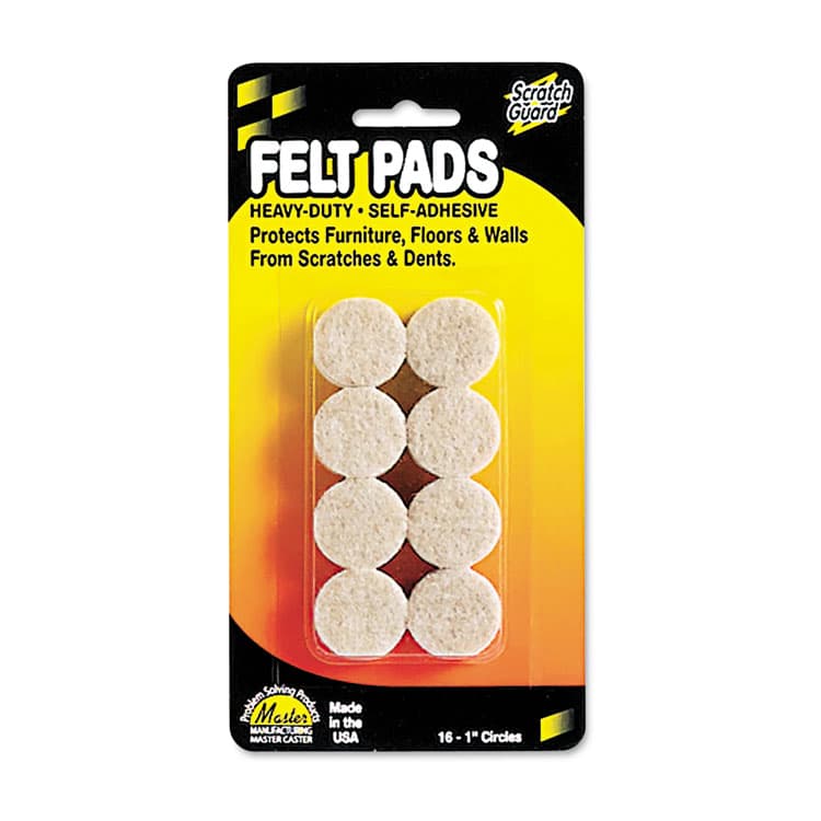 MASTER CASTER COMPANY Scratch Guard Felt Pads, 1" dia, Circular, Beige, 16/Pack (MAS88496)