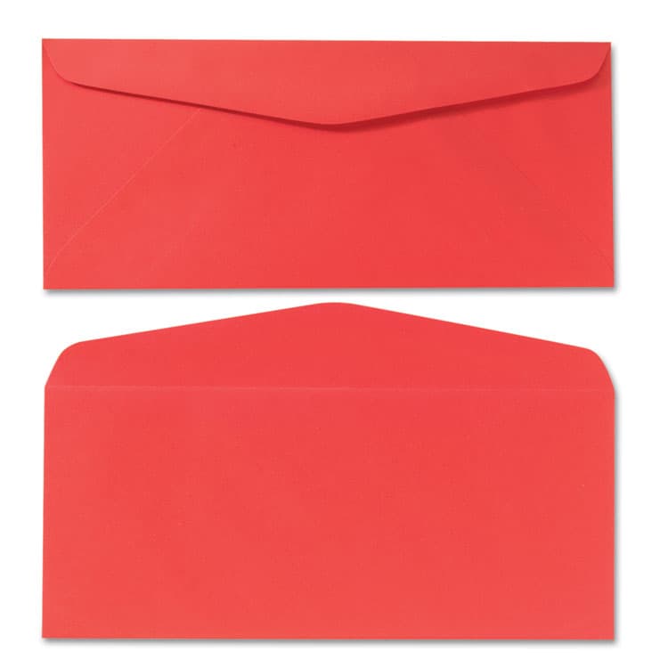 QUALITY PARK PRODUCTS Colored Envelope, #10, Commercial Flap, Gummed Closure, 4.13 x 9.5, Red, 25/Pack (QUA11134) thumbnail 3