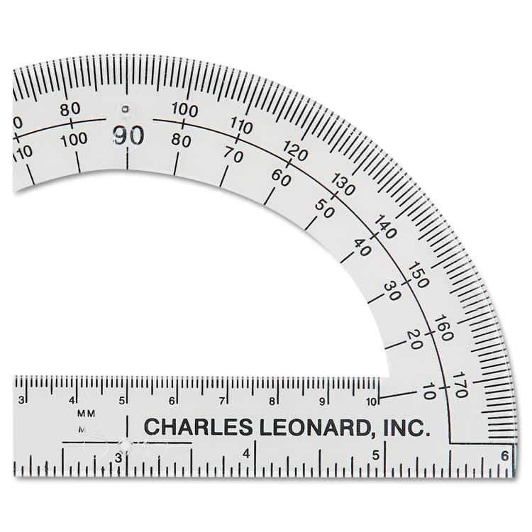 CHARLES LEONARD, Open Center Protractor, Plastic, 6" Ruler Edge, Clear (LEO77106EA) thumbnail 2