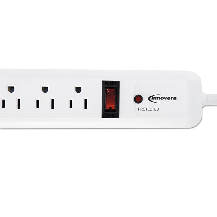 INNOVERA Surge Protector, 6 AC Outlets, 4 ft Cord, 540 J, White (IVR71652) thumbnail 2