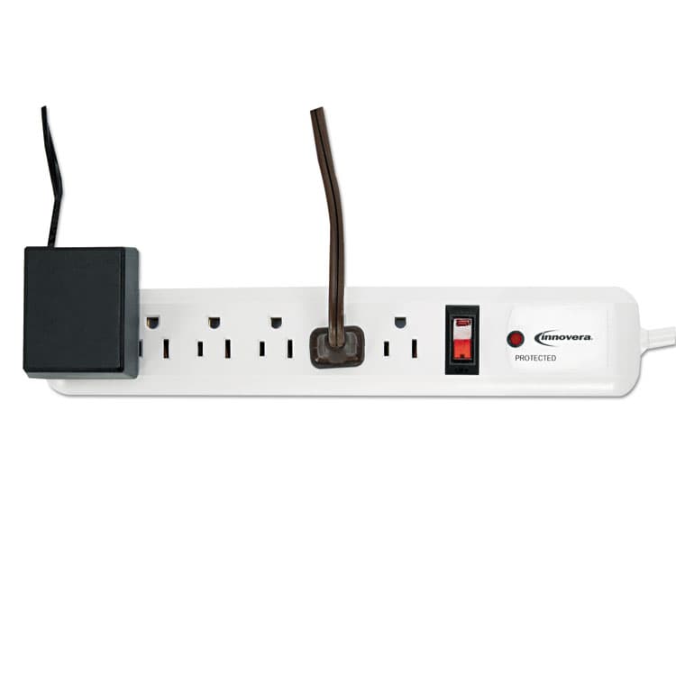 INNOVERA Surge Protector, 6 AC Outlets, 4 ft Cord, 540 J, White (IVR71652) thumbnail 3