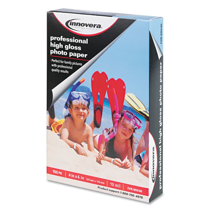 INNOVERA High-Gloss Photo Paper, 10 mil, 4 x 6, High-Gloss White, 100/Pack (IVR99546) thumbnail 3
