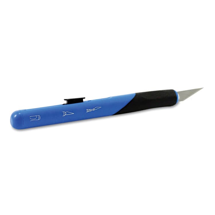 ELMER'S PRODUCTS, . Retract-A-Blade Knife, #11 Blade, 5.25" Plastic Handle, Blue/Black (EPIX3204) thumbnail 2
