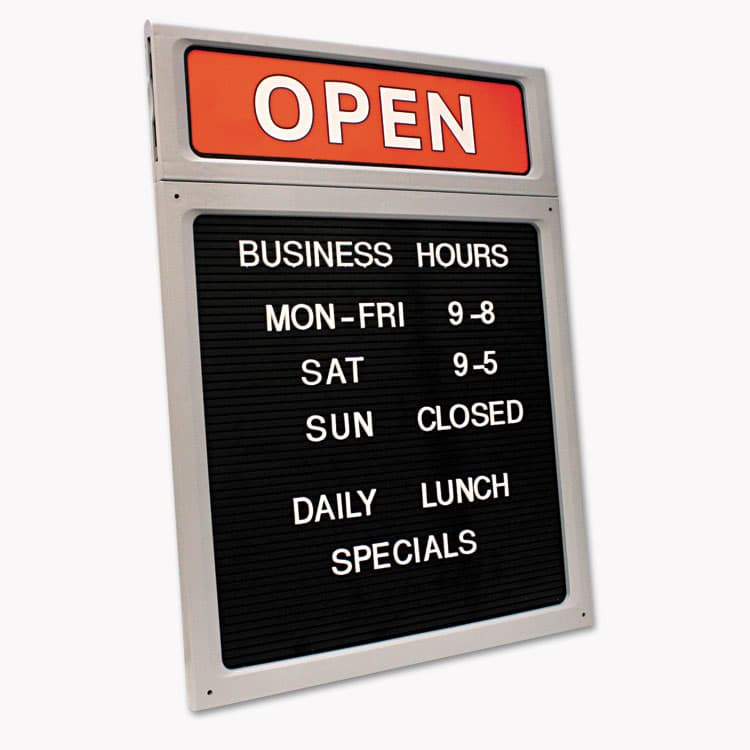 CONSOLIDATED STAMP Message/Business Hours Sign, 15 x 20.5, Black/Red (COS098221)