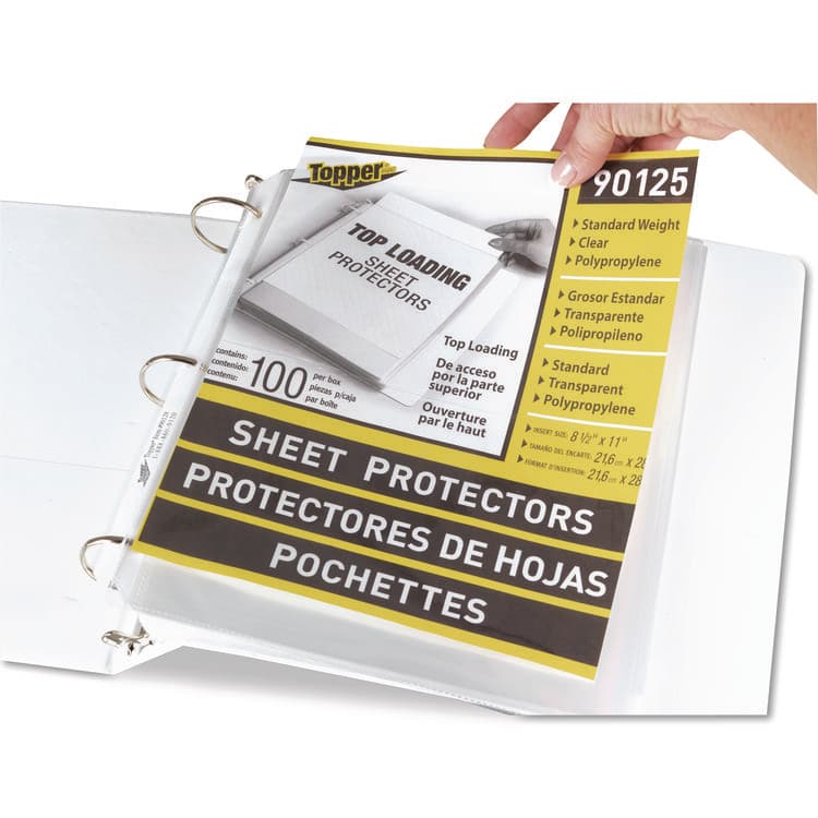 C-LINE PRODUCTS, Polypropylene Sheet Protectors, Medium-Duty, Side: 3-Hole Punched, Top Load 8.5 x 11 Insert, Clear Front, 100/Box (CLI90125)
