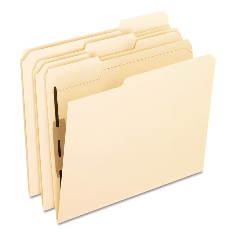 TOPS BUSINESS FORMS Manila Fastener Folders with Bonded Lesspace Fasteners, 1/3-Cut Tab: Assorted, 1 Fastener, Letter Size, Manila, 50/Box (PFXM13U1)