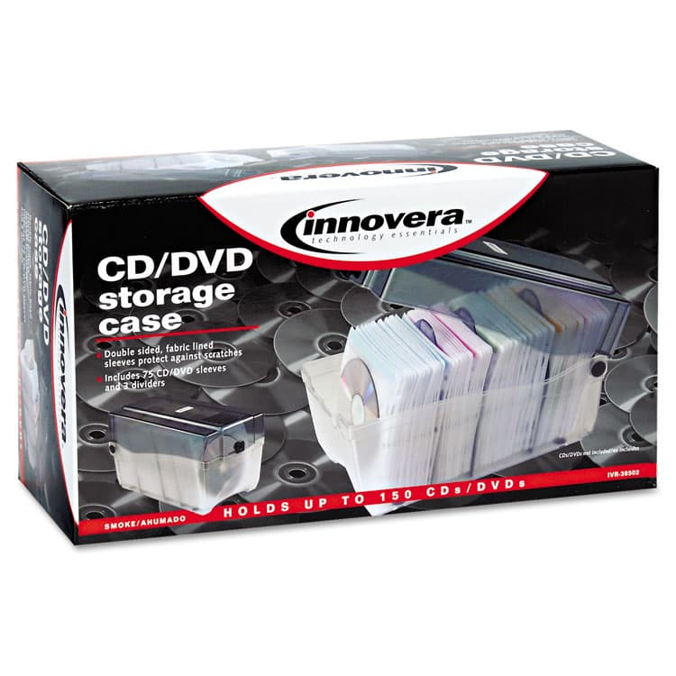 INNOVERA CD/DVD Storage Case, Holds 150 Discs, Clear/Smoke (IVR39502) thumbnail 4