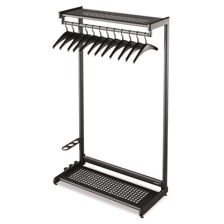 QUARTET MFG. Single-Sided Rack with Two Shelves, 12 Hangers, Steel, 48w x 18.5d x 61.5h, Black (QRT20224)