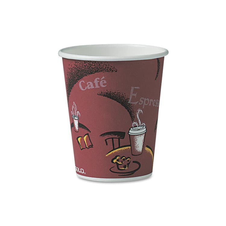 DART Paper Hot Drink Cups in Bistro Design, 10 oz, Maroon, 300/Carton (SCCOF10BI0041)