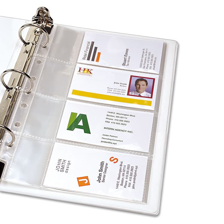 AVERY PRODUCTS CORPORATION Business Card Binder Pages, For 2 x 3.5 Cards, Clear, 8 Cards/Sheet, 5 Pages/Pack (AVE76025) thumbnail 3
