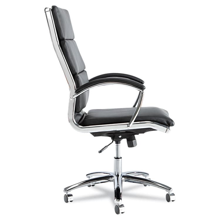 ALERA Alera Neratoli High-Back Slim Profile Chair, Faux Leather, 275 lb Cap, 17.32" to 21.25" Seat Height, Black Seat/Back, Chrome (ALENR4119) thumbnail 3