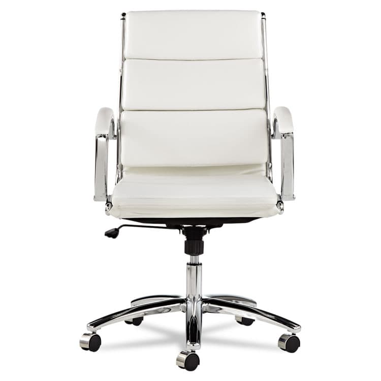 ALERA Alera Neratoli Mid-Back Slim Profile Chair, Faux Leather, Up to 275 lb, 18.3" to 21.85" Seat Height, White Seat/Back, Chrome (ALENR4206) thumbnail 4