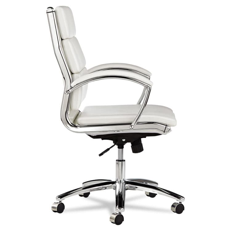 ALERA Alera Neratoli Mid-Back Slim Profile Chair, Faux Leather, Up to 275 lb, 18.3" to 21.85" Seat Height, White Seat/Back, Chrome (ALENR4206) thumbnail 2