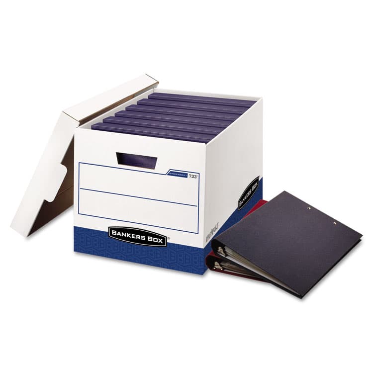 FELLOWES MFG. CO. BINDERBOX Storage Boxes, Letter Files, 13.13" x 20.13" x 12.38", White/Blue, 12/Carton (FEL0073301)
