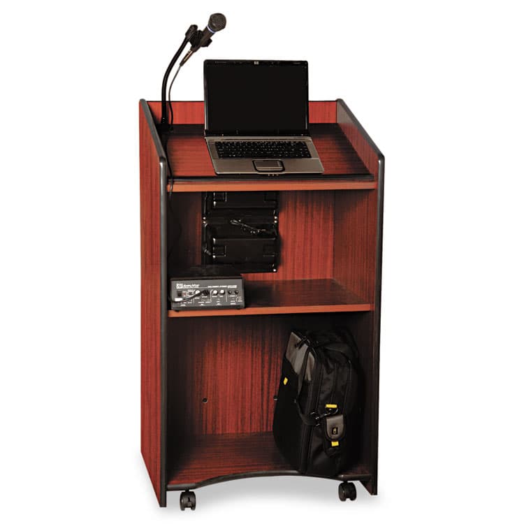 AMPLIVOX PORTABLE SOUND SYS. Presidential Plus Wireless Lectern, 50 W, 25.5 x 20.5 x 46.5, Mahogany (APLSW450MH) thumbnail 4