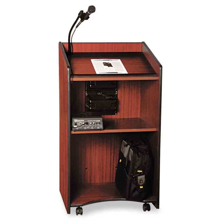 AMPLIVOX PORTABLE SOUND SYS. Presidential Plus Wireless Lectern, 50 W, 25.5 x 20.5 x 46.5, Mahogany (APLSW450MH) thumbnail 3