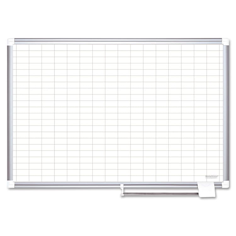 BI-SILQUE VISUAL COMMUNICATION PRODUCTS Gridded Magnetic Porcelain Dry Erase Project Planning Board, 1" x 2" Cell, 72" x 48", White Surface, Satin Aluminum Frame (BVCCR1230830)