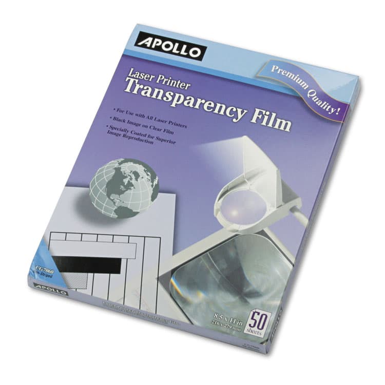 APOLLO AUDIO VISUAL Laser Transparency Film, 8.5 x 11, Black on Clear, 50/Box (APOCG7060)