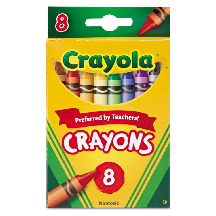 BINNEY & SMITH / CRAYOLA Classic Color Crayons, Peggable Retail Packaging, Regular Size, 0.31" x 3.63", 8 Assorted Colors, 8/Pack (CYO523008)