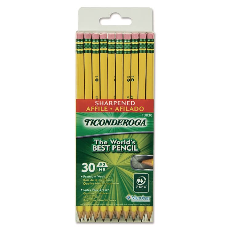 DIXON TICONDEROGA CO. Pre-Sharpened Pencil, HB (#2), Black Lead, Yellow Barrel, 30/Pack (DIX13830) thumbnail 2