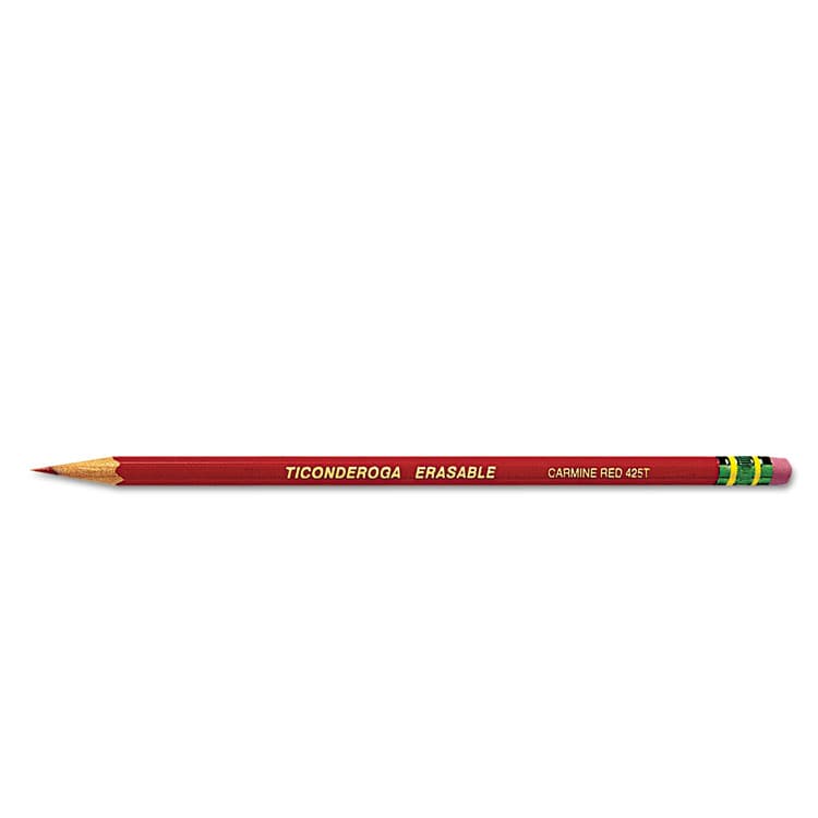 DIXON TICONDEROGA CO. Erasable Colored Pencils, 2.6 mm, 2B, Carmine Red Lead, Carmine Red Barrel, 12/Pack (DIX142590002) thumbnail 4