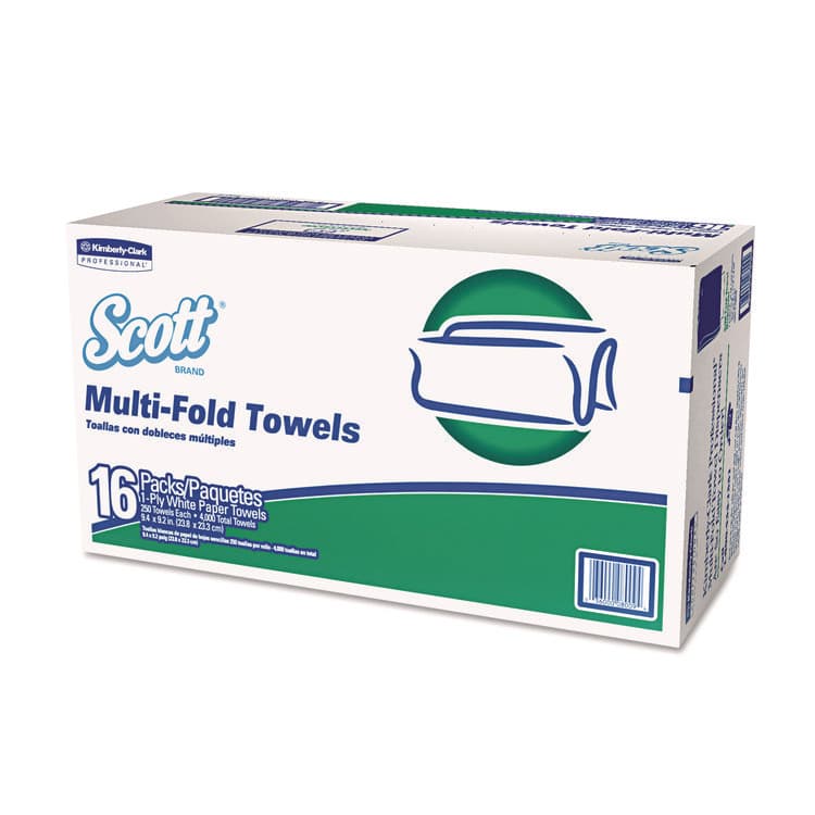 KIMBERLY CLARK Multi-Fold Towels, Absorbency Pockets, 1-Ply, 9.2 x 9.4, 250/Pack, 16 Packs/Carton (KCC08009)