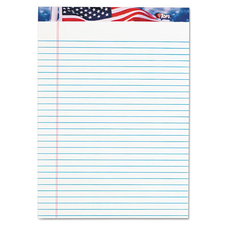 TOPS BUSINESS FORMS American Pride Writing Pad, Red/White/Blue Headband, Wide/Legal Rule, (50) White 8.5 x 11 Sheets, 12/Pack (TOP75140)