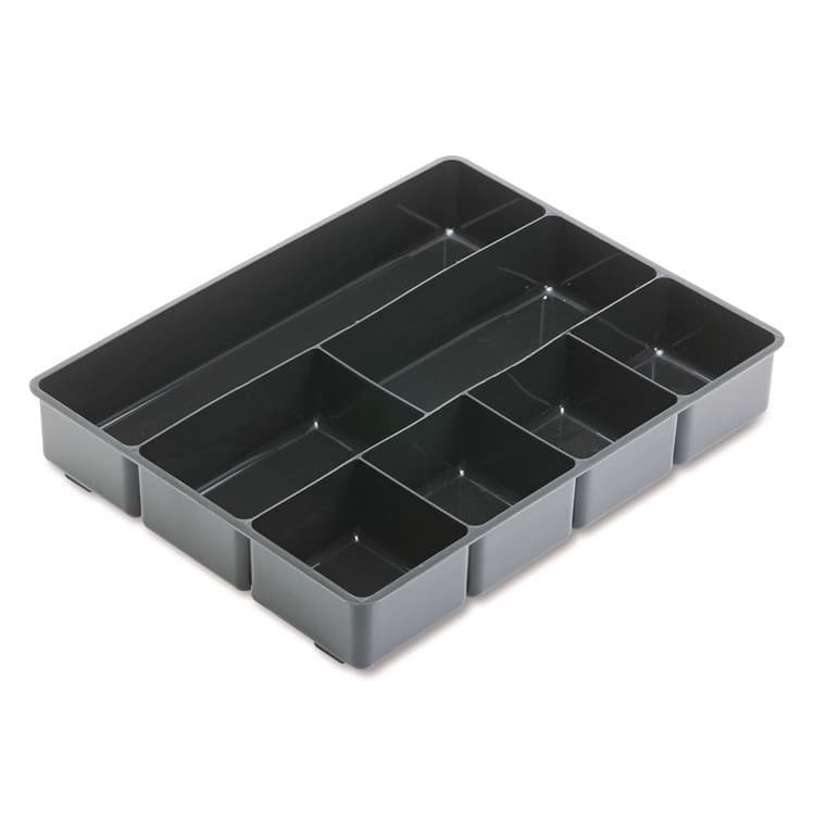 RUBBERMAID Extra Deep Desk Drawer Director Tray, Seven Compartments, 11.88 x 15 x 2.5, Plastic, Black (RUB11906ROS)