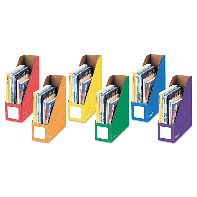 FELLOWES MFG. CO. Extra-Wide Cardboard Magazine File, 4.25 x 11.38 x 12.88, Assorted, 6/Pack (FEL3381901)