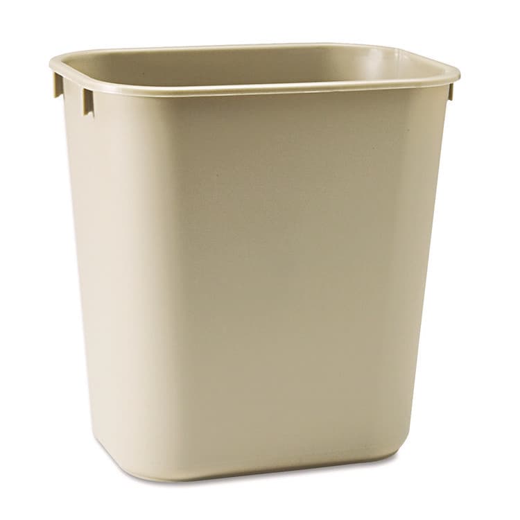 RUBBERMAID COMMERCIAL PROD. Deskside Plastic Wastebasket, 3.5 gal, Plastic, Beige (RCP295500BG)