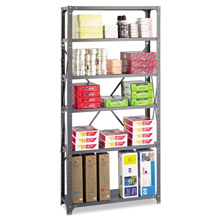 SAFCO PRODUCTS Commercial Steel Shelving Unit, Six-Shelf, 36w x 12d x 75h, Dark Gray (SAF6268) thumbnail 2
