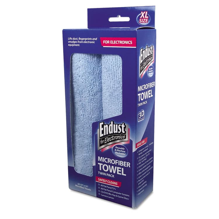 NORAZZA, . Extra-Large Microfiber Towels Twin-Pack, 15 x 15, Unscented, Blue, 2/Pack (END11421)