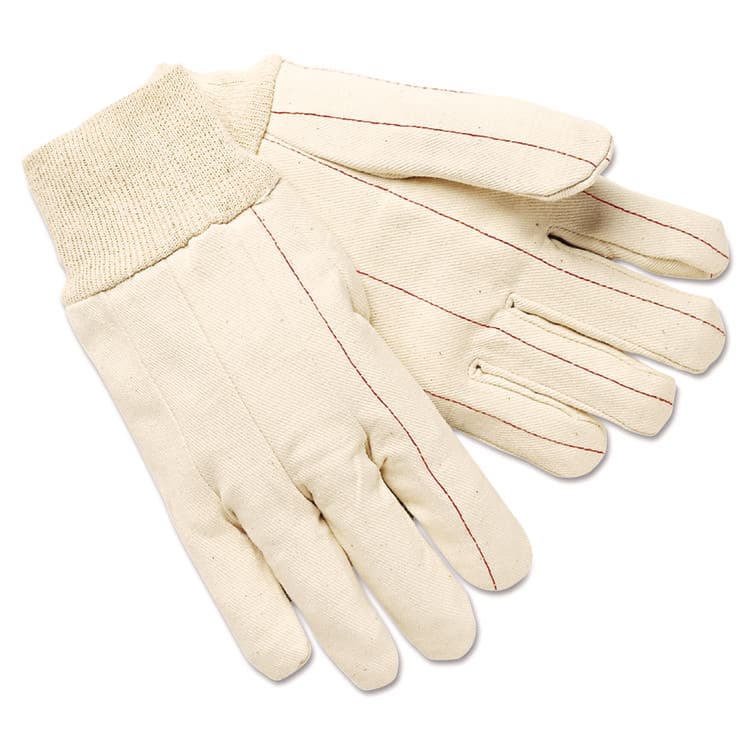 MCR SAFETY Nap-In Double Palm Cotton Work Gloves, ANSI Level 4 Heat Protection, Clute Cut, Straight Thumb, Large, White, 12 Pairs (MPG9018C)