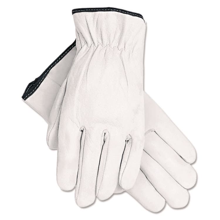 MCR SAFETY Grain Goatskin Driver Gloves, Gunn Cut, Straight Thumb, Large, White, 12 Pairs (MPG3601L)