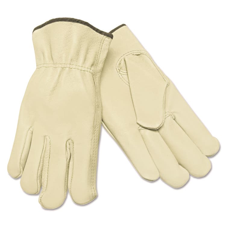 MCR SAFETY Unlined Driver's Gloves, Gunn Cut, Keystone Thumb, Small, Cream, 12 Pairs (MPG3400S)