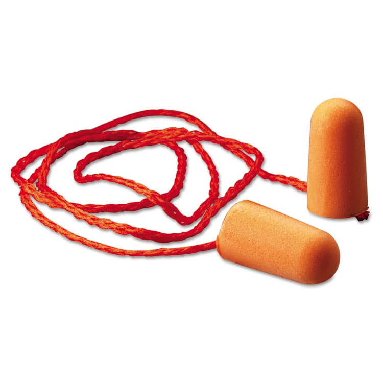 3M/COMMERCIAL TAPE DIV. Foam Single-Use Earplugs, Corded, 29NRR, Orange, 100 Pairs (MMM1110)