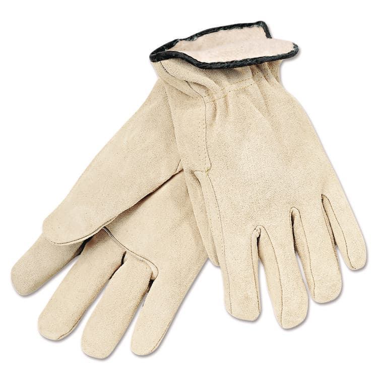 MCR SAFETY Insulated Driver's Gloves, Gunn Cut, Straight Thumb, Large, Cream, 12 Pairs (MPG3150L)