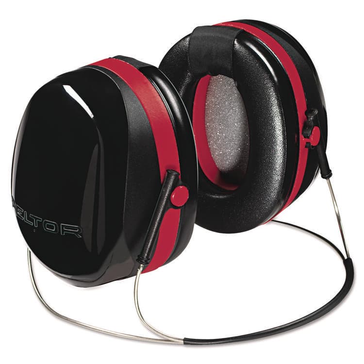 3M/COMMERCIAL TAPE DIV. E-A-R Peltor OPTIME 105 Behind-The-Head Earmuffs, 29 dB NRR, Red/Black (MMMH10B)
