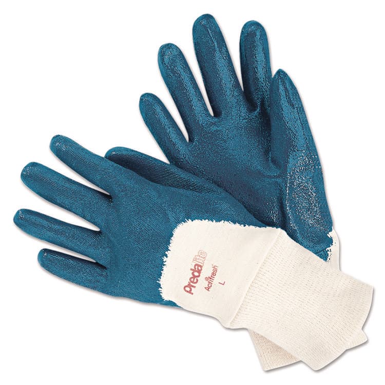 MCR SAFETY Predalite Nitrile Gloves, Large, Blue/White, 12 Pairs (MPG9780L)