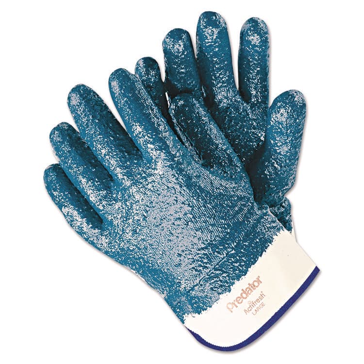 MCR SAFETY Predator Premium Nitrile-Coated Gloves, Large, Blue/White, 12 Pairs (MPG9761R)