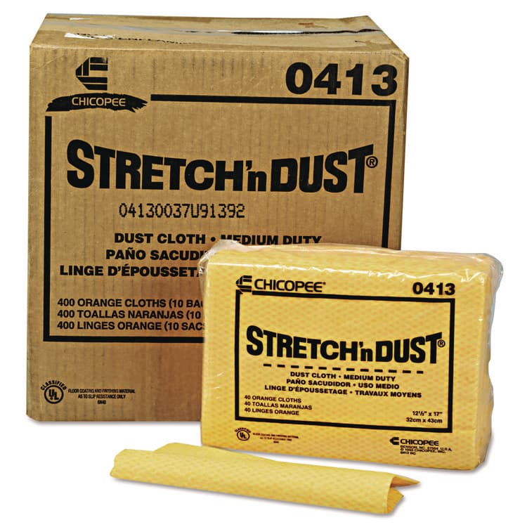 CHICOPEE, Stretch 'n Dust Cloths, 12.6 x 17, Yellow, 40/Pack, 10 Packs/Carton (CHI0413)