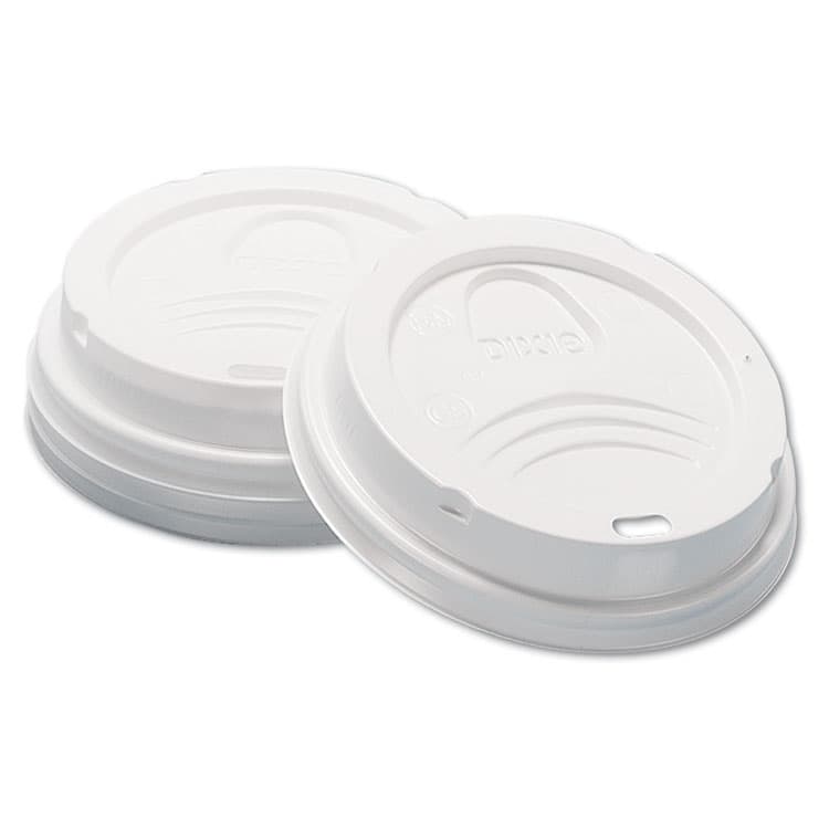 DIXIE FOOD SERVICE Dome Hot Drink Lids, Fits 8 oz Hot Cups, Plastic, White, 100/Sleeve, 10 Sleeves/Carton (DXED9538)